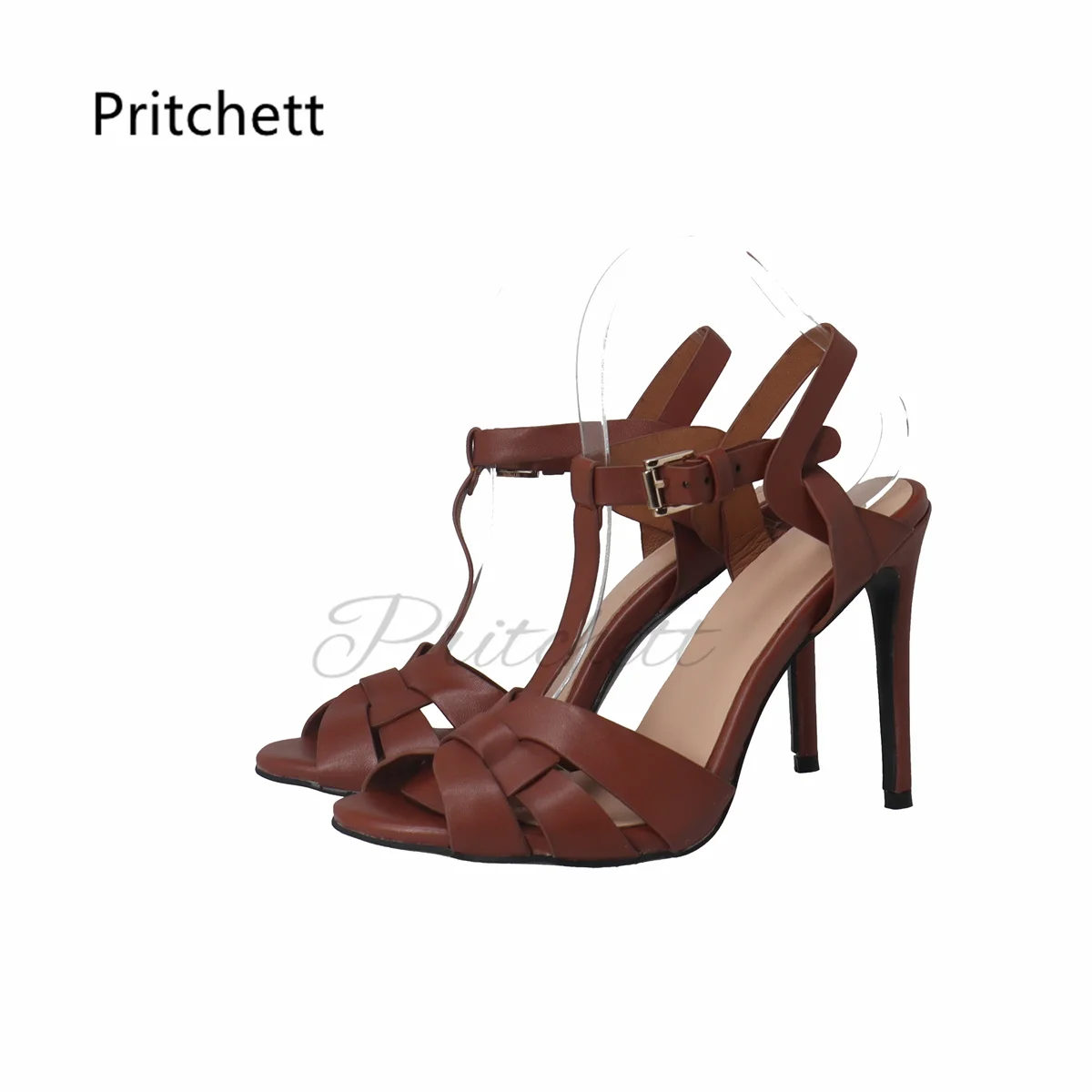 Crossfit Lady - Brown Cross Weave High Heels Sandals