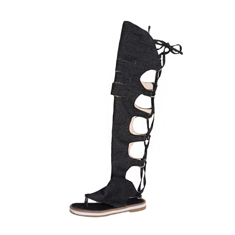 Crossfit Outfit - Women Knee High Gladiator Sandals Back