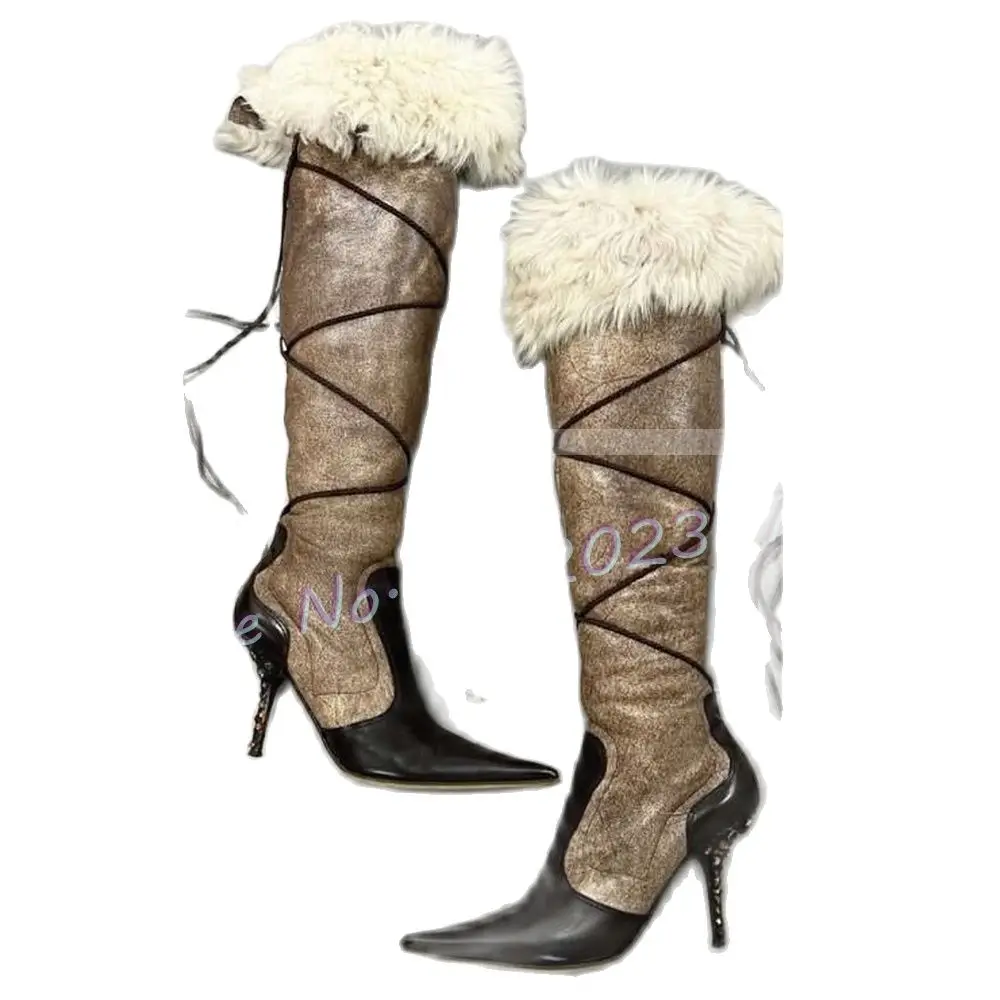 Pointy Fur Wrap High Boots Wom - огляд і ціна Crossfit Lady